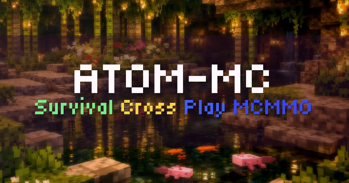 Banner for ATOM-MC Modded Survival with MCMMO and Cross Play (play.atommc.co.za)