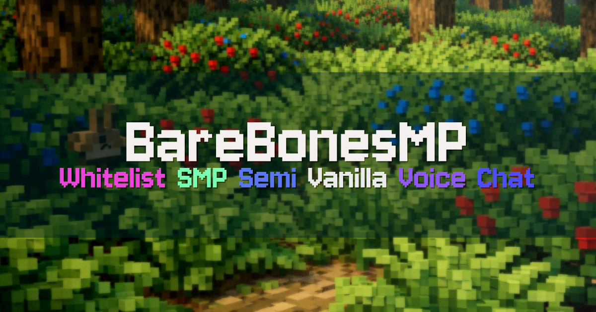 Banner for BareBonesMP Whitelisted Semi Vanilla SMP With Events (play.barebonesmp.com)