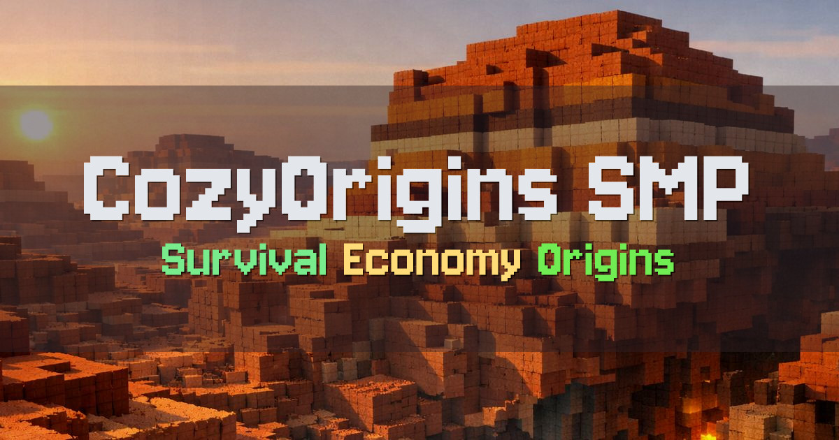 Banner for CozyOrigins SMP 1.21.11 Survival Economy Origins (play.cozyorigins.net)