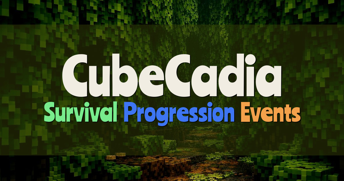 Banner for CubeCadia Progression Survival With Events and Jobs (play.cubecadia.net)