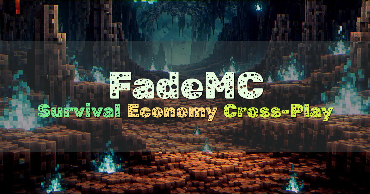 Banner for FadeMC Never Resetting Survival SMP with Custom Content (mso.fademc.gg)
