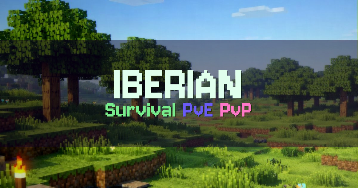 Banner for Iberian Survival con 100 biomas y encantamientos (iberian-mc.net)