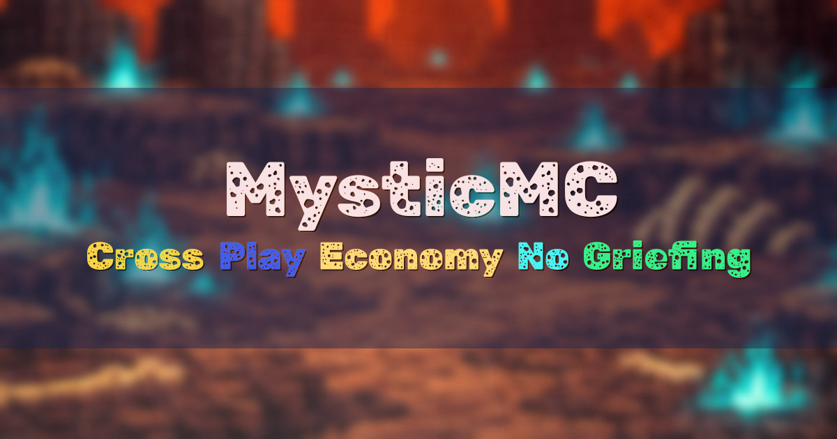Banner for MysticMC Cross Play Economy Survival SMP (org.mysticmc.co)