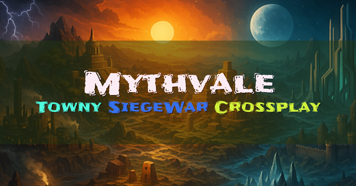 Banner for Mythvale Worldbuilding Towny with SiegeWar Crossplay (play.mythvale.org)