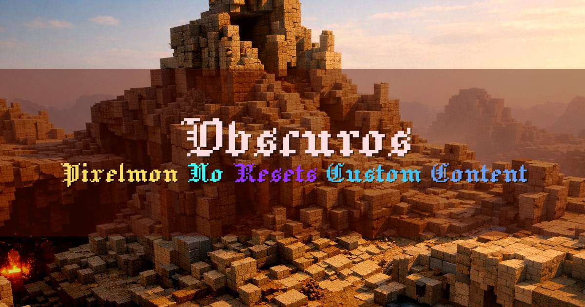 Banner for Obscuros Pixelmon Custom Content No Resets (mc.playobscuros.com)