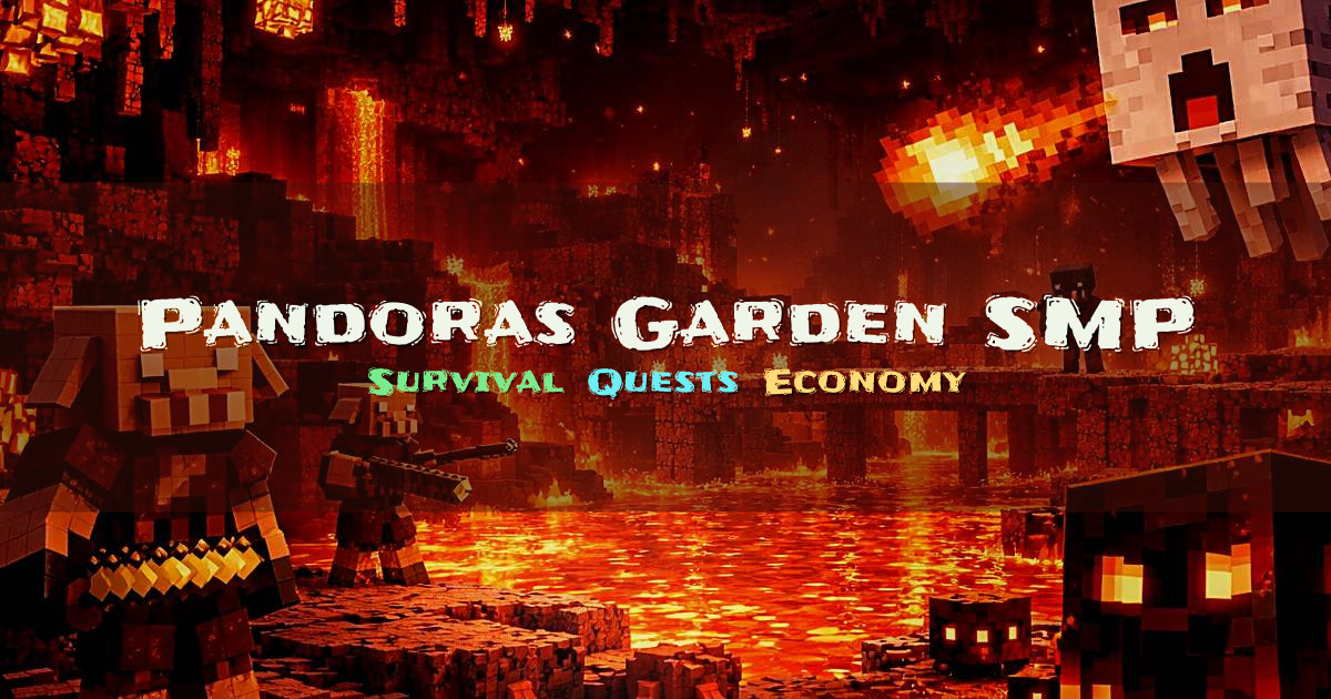 Banner for Pandoras Garden SMP Survival Quests (mc.pandorasgarden.net)