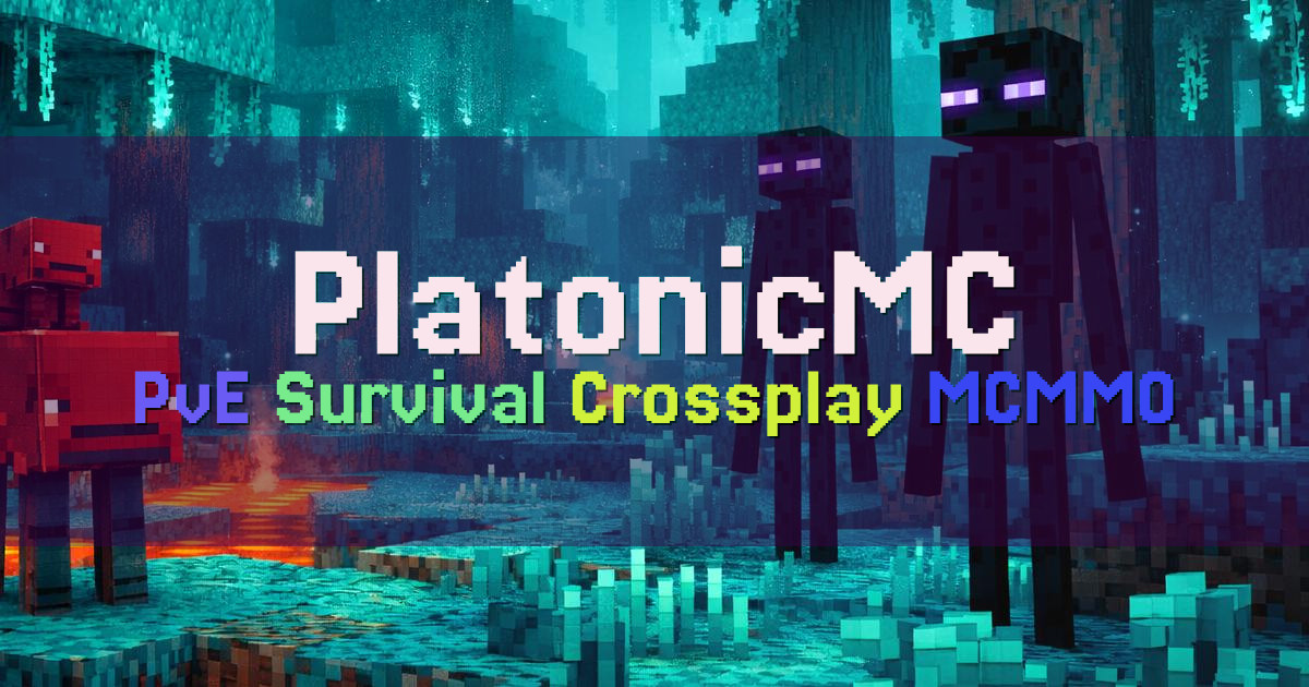 Banner for PlatonicMC Cozy PvE Survival with MCMMO (play.platonicmc.net)