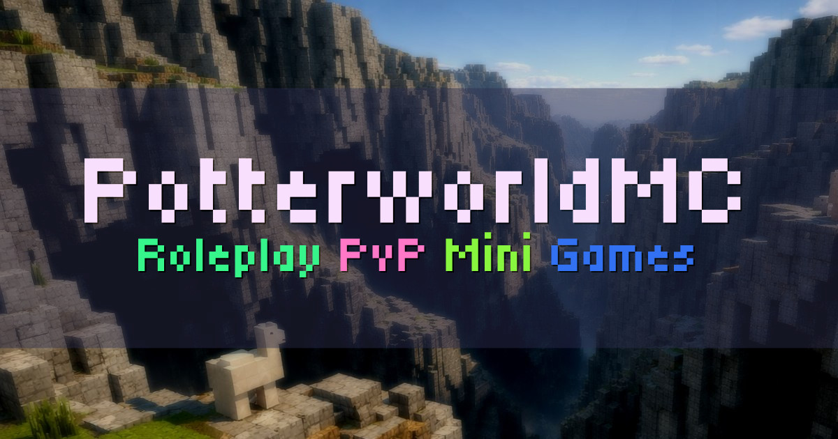 Banner for PotterworldMC Magical Roleplay and Duels (play.potterworldmc.com)