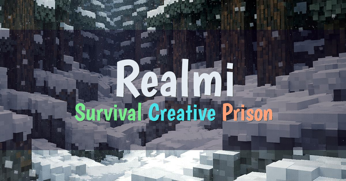 Banner for Realmi suomalainen peliyhteisö Survival Creative Prison PvP