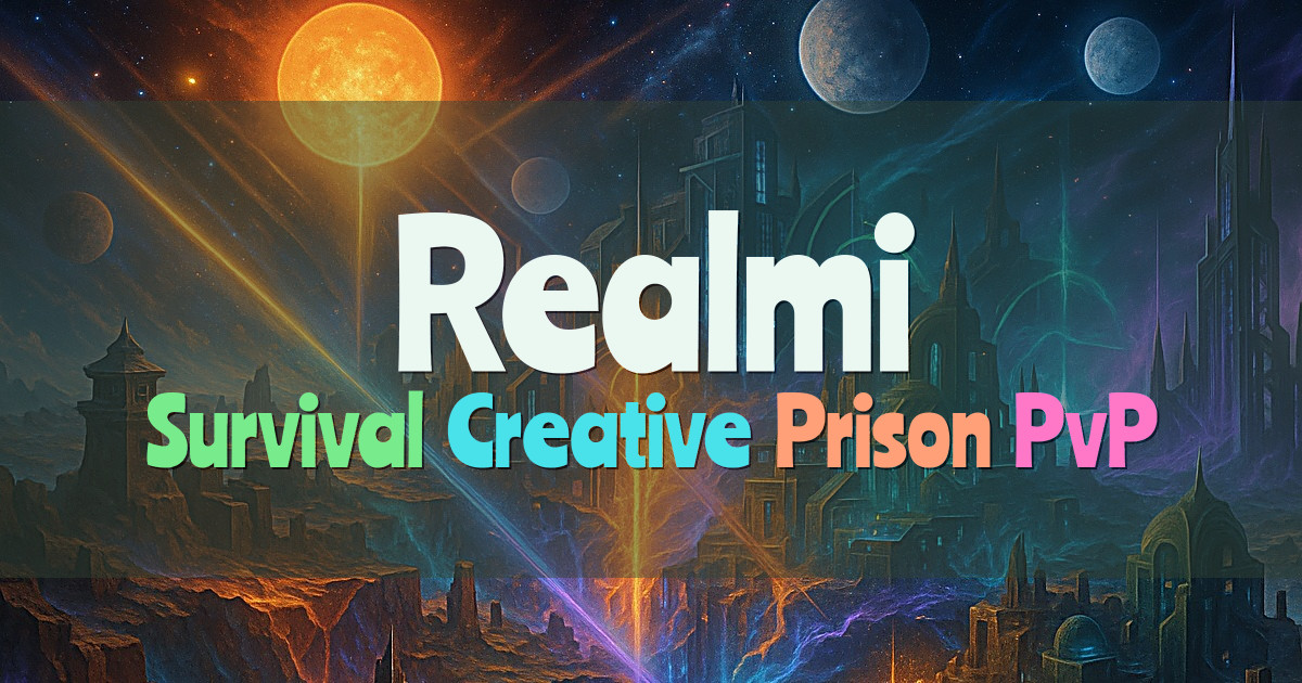 Banner for Realmi Suomen Survival Creative Prison ja PvP (realmi.fi)
