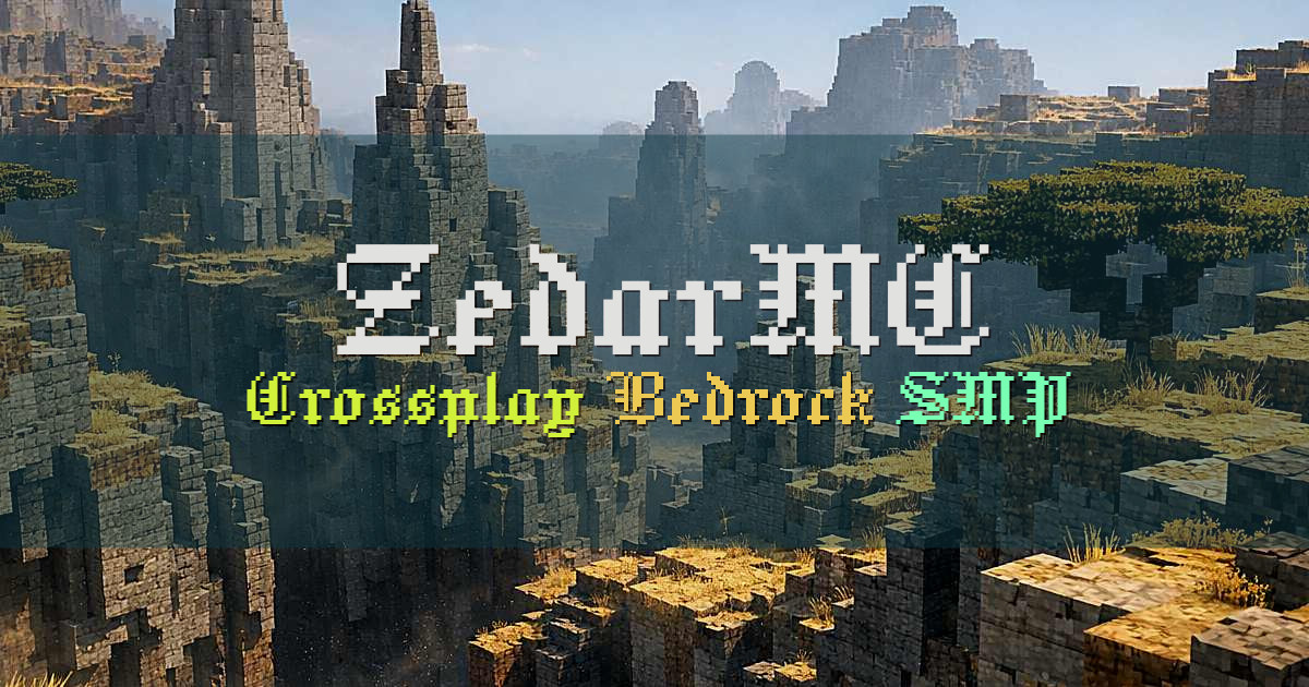 Banner for ZedarMC Crossplay SMP Network (ms.zedarmc.com)
