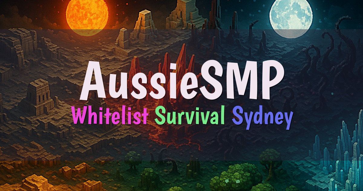 Banner for AussieSMP Whitelisted Sydney Survival with Shopping World (mc.aus.gg)