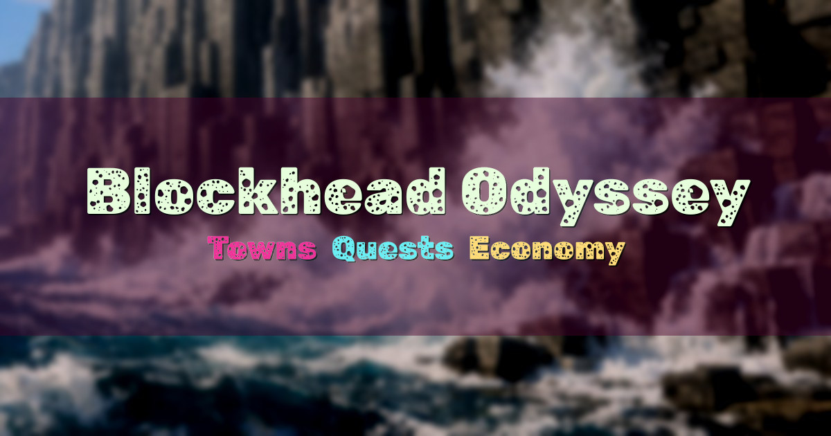 Banner for Blockhead Odyssey Survival Towns Quests and Pirate Ships (mc.blockheadodyssey.com)
