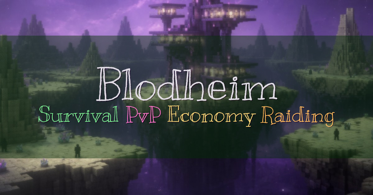Banner for Blodheim Norsk Survival PvP med økonomi og raiding (blodheim.no)