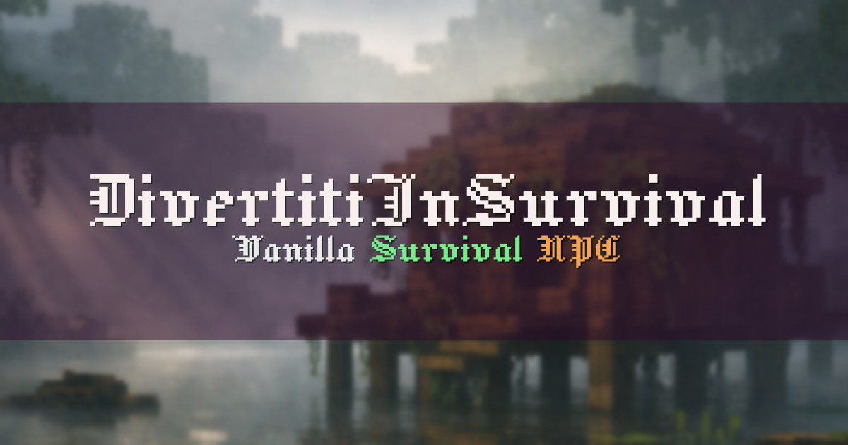 Banner for DivertitiInSurvival Vanilla Bedrock Survival Difficile (dalilabonc.aternos.me)