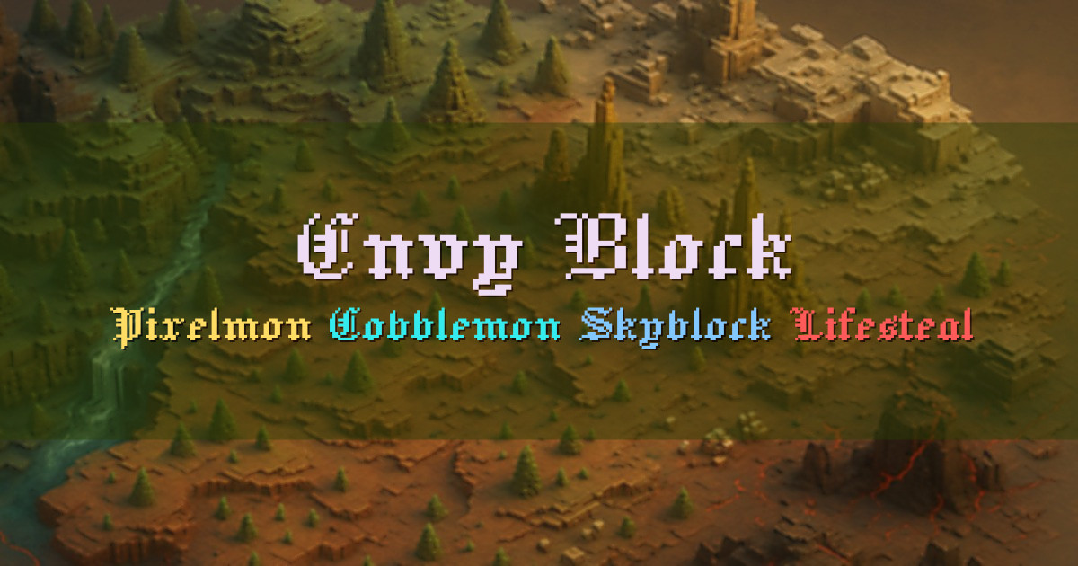 Banner for Envy Block Pixelmon 1.21.1 and Cobblemon Network (play.envyblock.com)