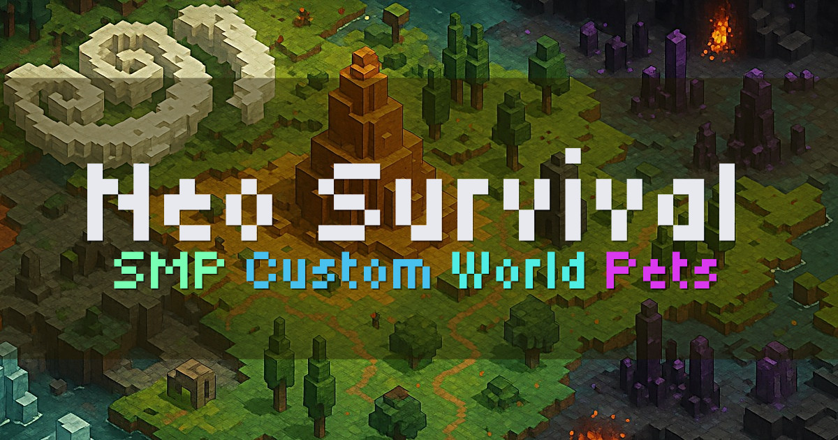 Banner for Neo Survival SMP with Custom World Generation and Pets (play.neosurvival.fun)