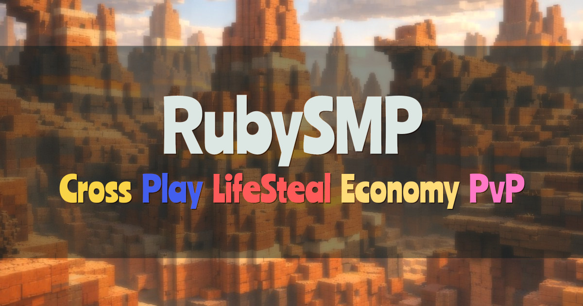 Banner for RubySMP Cross Play LifeSteal Survival (play.rubysmp.org)