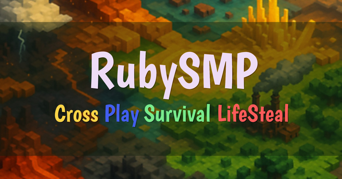 Banner for RubySMP Cross Play Survival with LifeSteal (play.rubysmp.org)