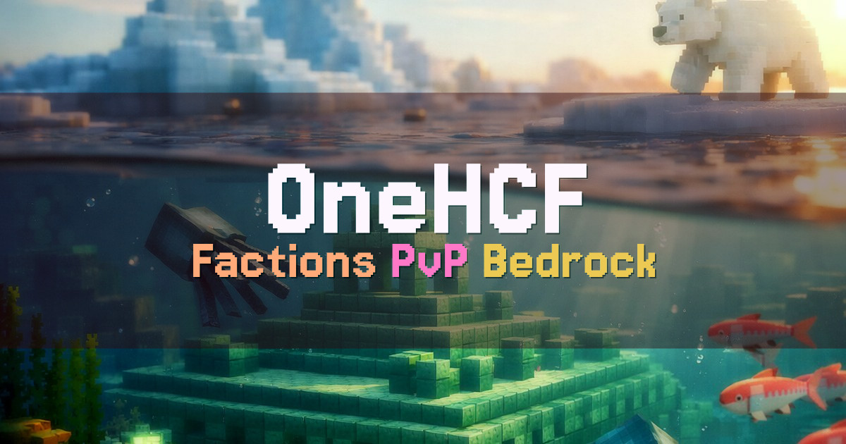 Banner for OneHCF Factions PvP with Java and Bedrock Cross Play