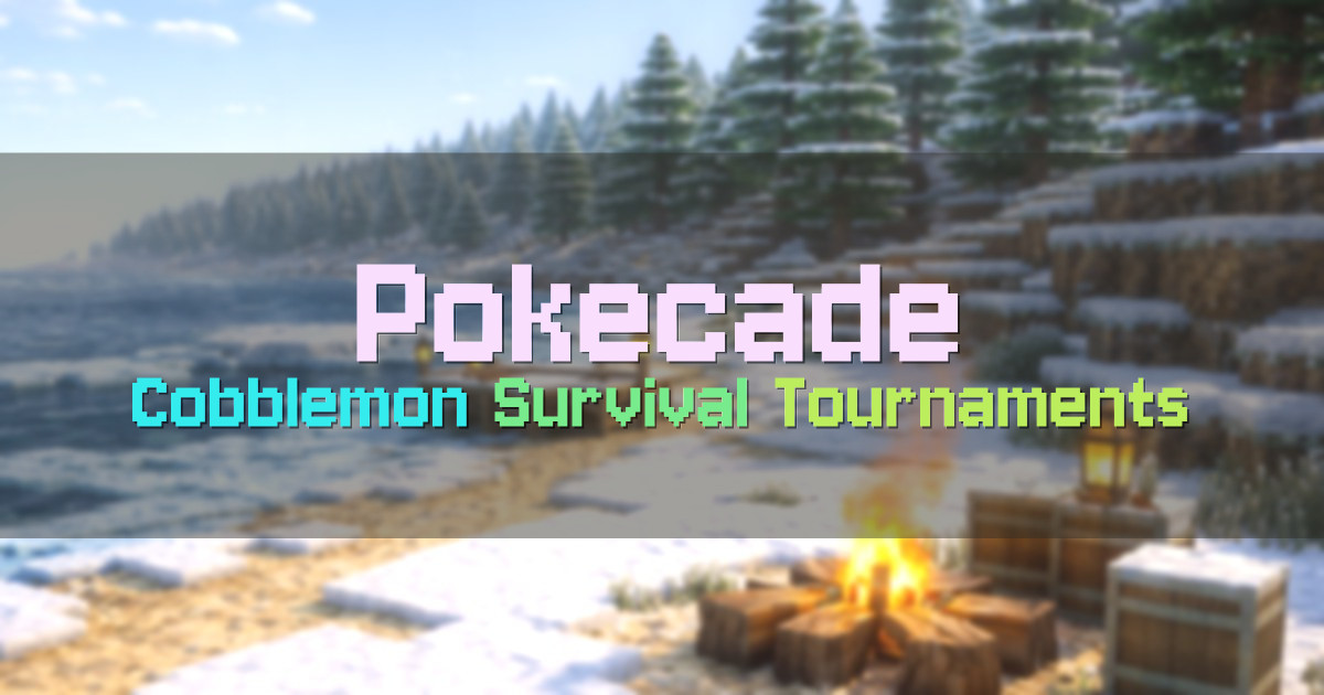 Banner for Pokecade Cobblemon Survival with Tournaments and Gyms (hub.pokecade.org)