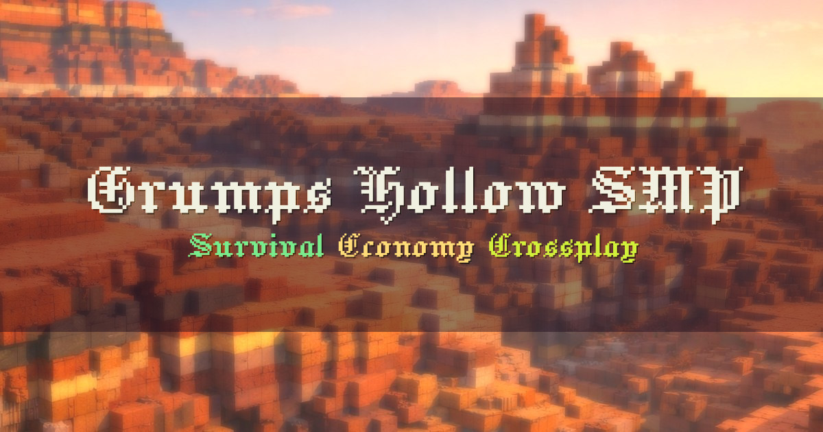 Banner for Grumps Hollow SMP Crossplay Survival Economy (mc.grumpshollow.com)