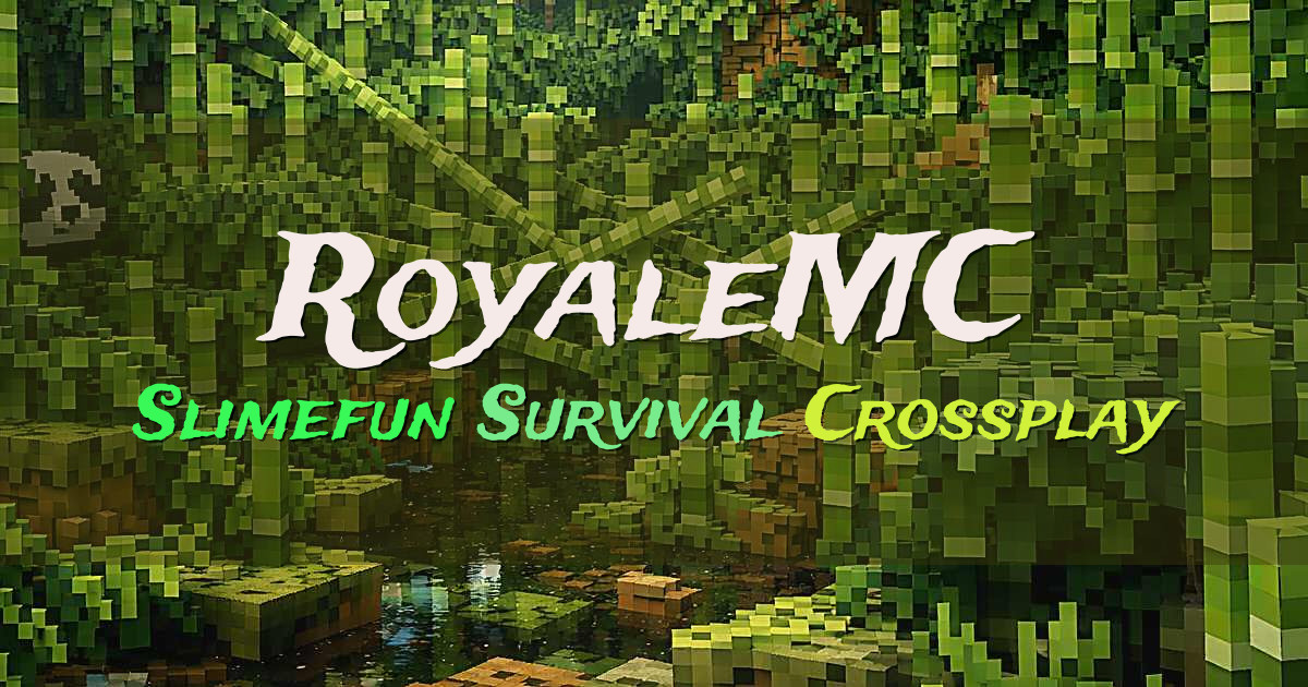 Banner for RoyaleMC Slimefun Survival with Java Bedrock Crossplay (play.royale-mc.com)